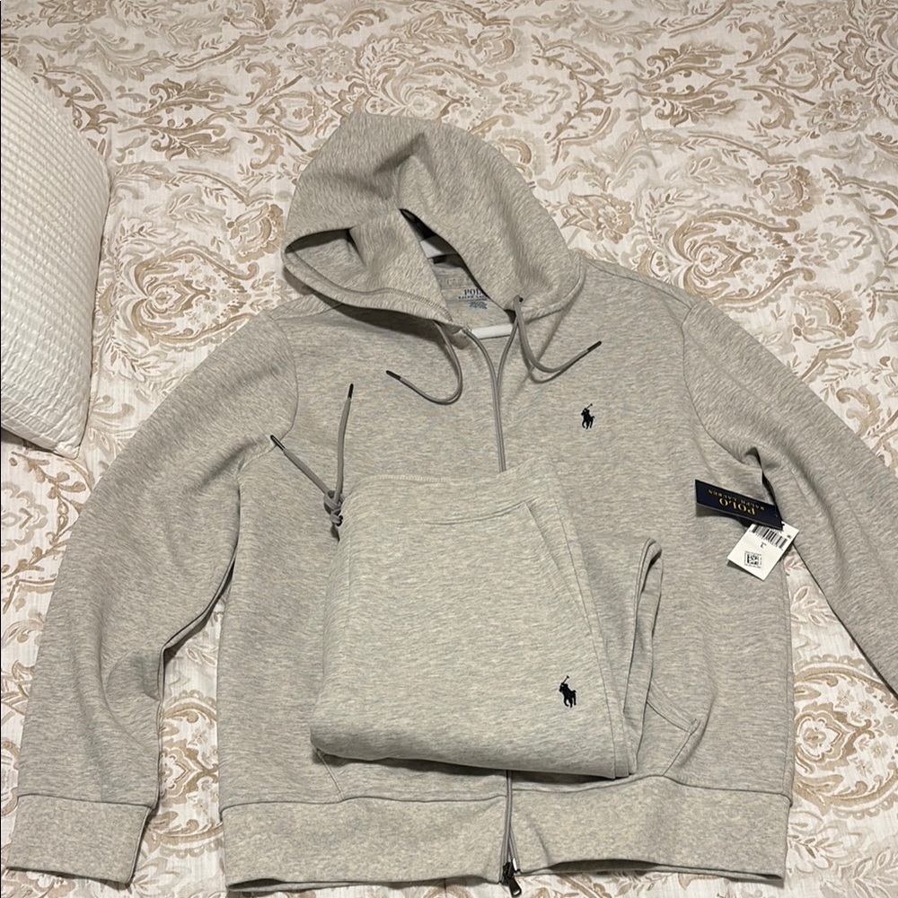 Polo Ralph Lauren Gray Zip Up Sweater and joggers